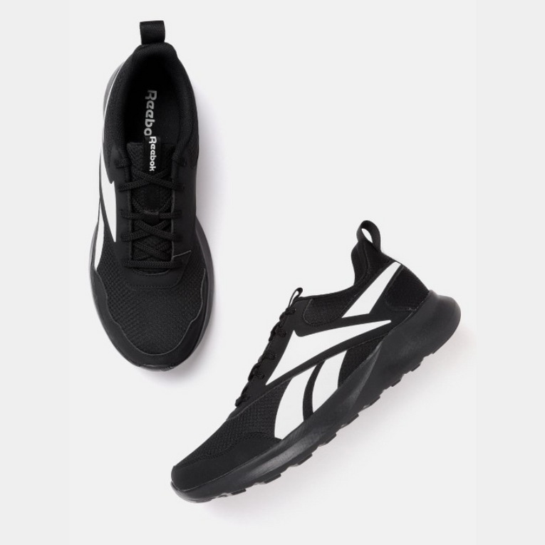 Men Black & White Woven Design Sprinter Running Shoes