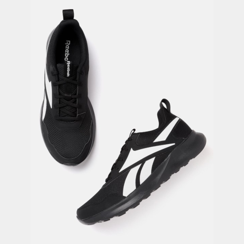 Men Black & White Woven Design Sprinter Running Shoes